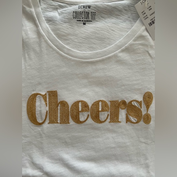 NWT!! JCrew Factory CHEERS! Collector Tee size medium. White with gold - Picture 1 of 12